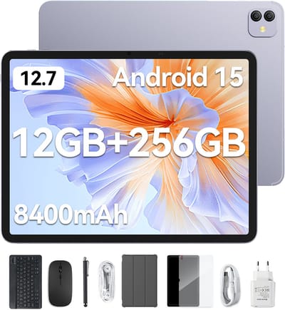 Blackview LINK 8 Tablet - Octa Core G100 Tablet - 12.7 Inch - 36 GB RAM + 256 GB ROM - Android 15 Tablet - Met Toetsenbord(QWERTY), Beschermhoes, Muis, Stylus - 8400 mAh - 90 Hz 2K FHD Scherm - Widevine L1 - 5G WiFi - Gezichtsherkenning - Paars