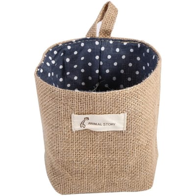 Katoen Linnen Wasmand Hangzak Home Gadget Opbergorganizer Opvouwbare Mand Blauwe Streep black