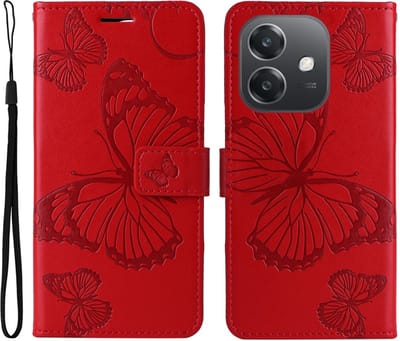 Coverup Hoesje - Geschikt voor OPPO A40 / A40m / A60 5G Hoesje - Coverup Vlinders Book Case - Rood