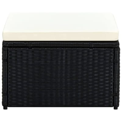 vidaXL - Voetenbank/poef - zwart - 53x53x30 - cm - poly - rattan