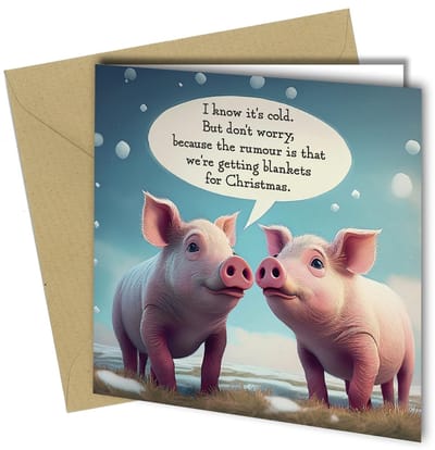 Dailygoods - Grappige Kerstkaart Varkens in Dekens - Merry Christmas Card
