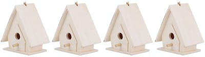 Dailygoods- Vogelhuisjes 4-pack - Houten Vogelhuisjes - Doe-het-zelf Knutselen - Tuin Decor - Geschikt voor Buitentuinen - Uniek Ontwerp - Vogelnest