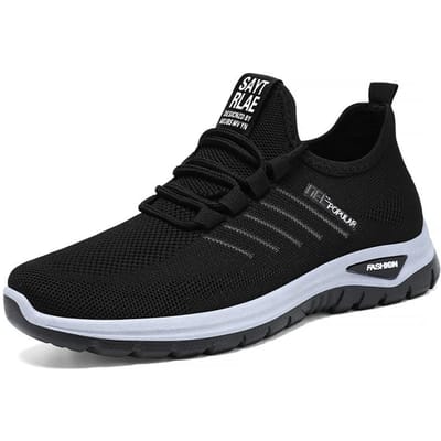 Nieuwe Damesschoenen voor Dames Vliegend Gebreid Ademend Koppels Casual Schoenen Veelzijdige Zachte Zool Lichtgewicht Sportschoenen 44 black