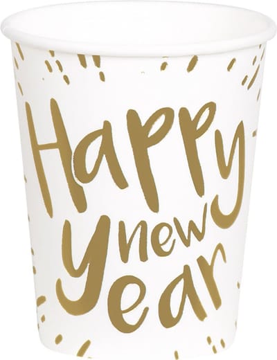 Papieren bekertjes 'Happy New Year' Set 10.