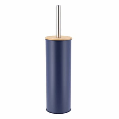 Tendance Toilet/badkamer toiletborstel met houder - Bamboo Vibe - donkerblauw - D10 x H40 cm