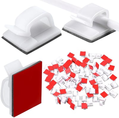 Kabelclips voor buiten met plakbanden, lichtclips, decoratieve clips, zelfklevende haken, draadhouder voor Kerstmis en lichtsnoeren (klein, wit)