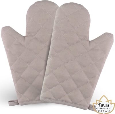 DREAM Ovenwanten 2 Stuks Grijs Katoen Hittebestendige Ovenhandschoenen tot 250Â°C