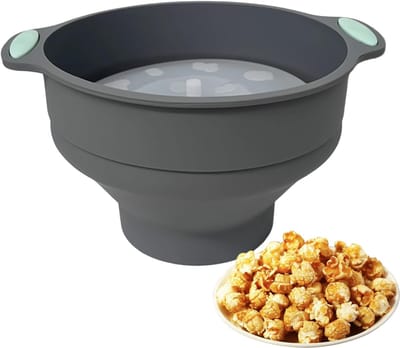 Magnetron Popcornmaker - Popcornkom Siliconen - Snacks Maken - Opvouwbaar Ontwerp - 24.8 x 20.6 x 6.1 cm - Grijs