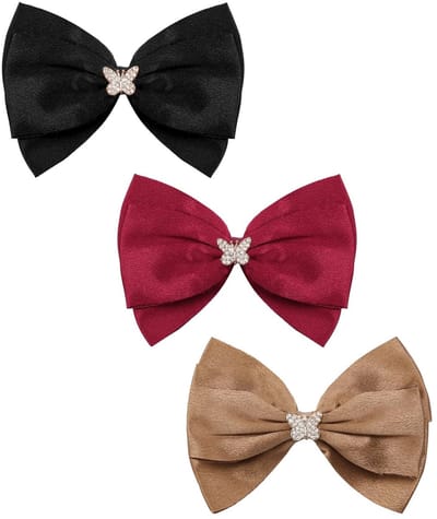 Haarstrik set zoete stijlen met kristal en parel accenten mode haarclips voor meisjes (bruin/bordeaux/zwart)