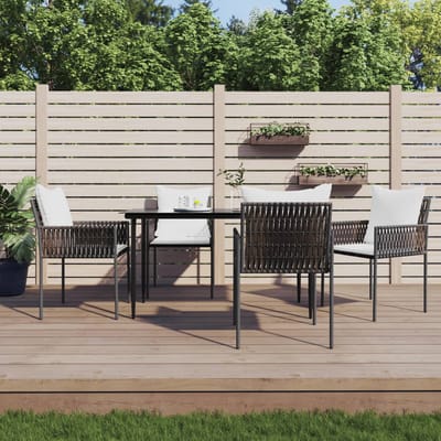 vidaXL - 5-delige - Tuinset - met - kussens - poly - rattan - en - staal