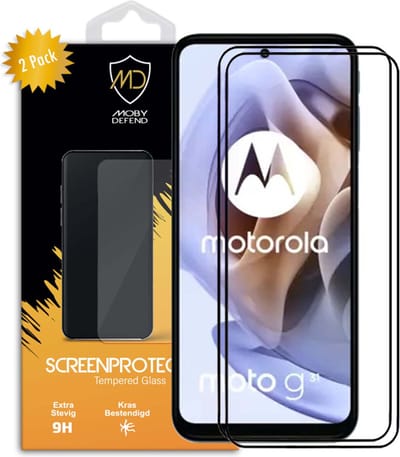 2-Pack MobyDefend Screenprotectors - Geschikt voor Motorola Moto G31 / Moto G41 - Screensaver Met Zwarte Randen - Gehard Glas