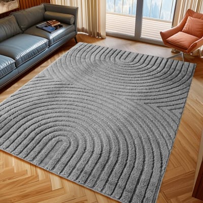 Japandi ART - Scandinavisch Vloerkleed - Laagpolig Effen - Grijs- 60x110 CM