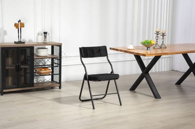 MIVRAY Klapstoel Set Van 2 - Opvouwbaar Met Gestoffeerde Zitting En Rugleuning - Voor Eetkamer En Feest - Staal Zwart