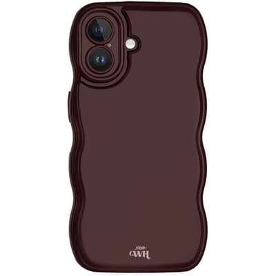 xoxo Wildhearts Glossy Wavy Case Burgundy telefoonhoesje - Geschikt voor iPhone 16 - Golvend hoesje - Glimmende silicone case met golven - Vlekbestendig - Burgundy / Bordeaux Rood