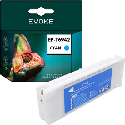 Evoke Compatibele Inkt voor Epson C13T694200 T6942 Cyaan 700 ml Sc-T3000 Sc-T3200 Sc-T3200-Ps Sc-T3200N Sc-T5000