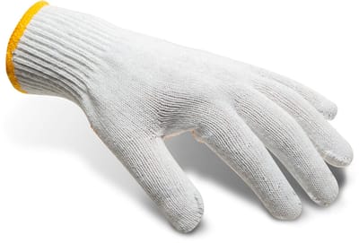 Katoenen Werkhandschoenen L – PVC Noppen – Antislip – Knitwrist - Heren en Dames - 1 Paar [11122L]
