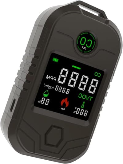 Luchtkwaliteit Monitor - Gas Detector - Omgevingsanalyse - 4-in-1 Meting - 3000mAh Batterij - Zwart