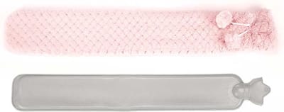 Giftdecor Warmwater kruik - 2 liter - pluche hoes in roze - Lang model - 14 x 75 cm - bedkruiken - kinderen/volwassenen