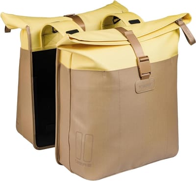 Dubbele Fietstas - Bagagedragertas Waterdicht - Winkelen en Reizen - Gerecycled Materiaal - 35 Liter - Geel Zwart