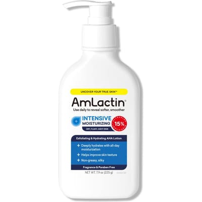 AmLactin, intensive healing, exfoliating and hydrating lotion, fragrance-free, 14.1 oz (400 g) white