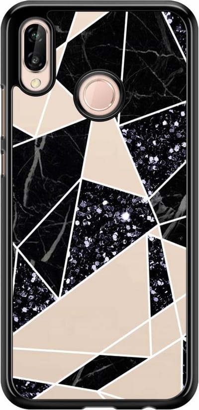Casimoda® telefoonhoesje - Geschikt voor Huawei P20 Lite (2018) - Abstract Painted - Zwart TPU hoesje - Backcover - Zwart - Geometrisch patroon