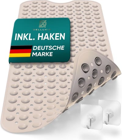 XXL Antislip Badmat Beige voor Kinderen en Volwassenen met Ophangfunctie