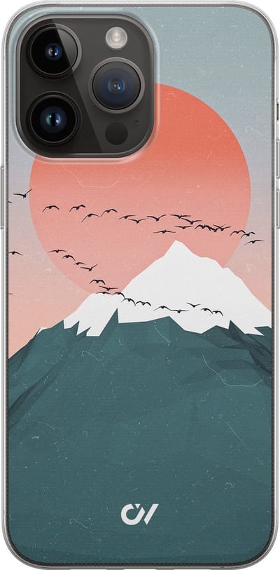 Hoesje geschikt voor Apple iPhone 14 Pro Max - Mountain Birds - - Blauw - Apple - Casevibes