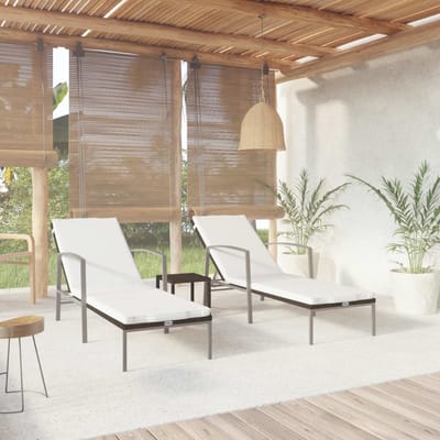 vidaXL Ligbedden 2 st met tafel poly rattan bruin