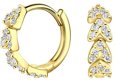 Joy|S - Zilveren oorringen - pijl arrow - klap scharnier - 12 mm - zirkonia - goldplated