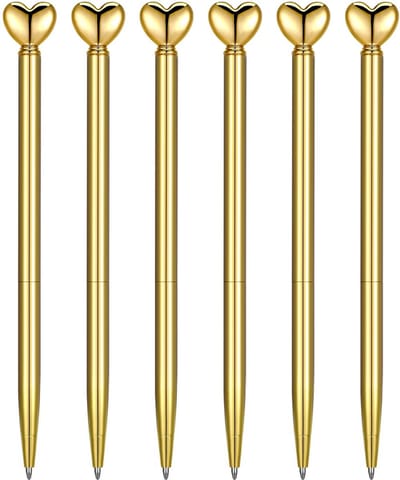 Dailygoods- Balpennen Hartvormig Ontwerp - 6 Stuks - Zinklegering/Roestvrij Staal - Decoratieve Pennen - Cadeaus voor Vrouwen - Perfect voor Diverse Gelegenheden - Schrijfpen