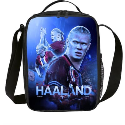 Geïsoleerde Lunchtas Haaland Voetbalster Lunchcontainer Lekvrije Tote Lunchbox Voetbal Sport Voedselopbergzakken Thermische Tas