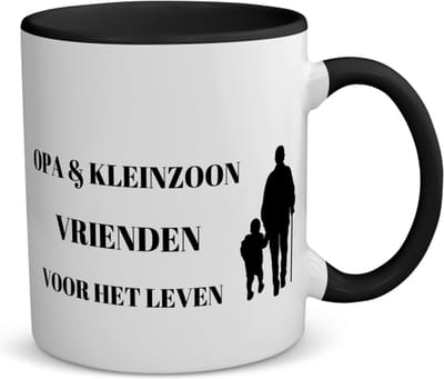 Akyol - opa en kleinzoon vrienden voor het leven koffiemok - theemok - zwart - Vriend - opa/kleinzoon - opa cadeautjes - cadeau - kado - geschenk - kleinzoon verjaardag - kleinzoon artikelen - 350 ML inhoud