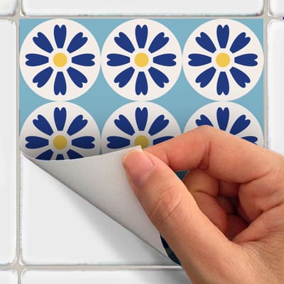Zelfklevende tegelmuurstickers voor keuken en badkamer - 24 Azulejos Flotina tegelstickers - 24 stickers 10x10cm