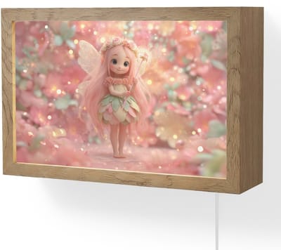 Wandlamp 30x20 cm - Oplaadbaar - Fee - Bloemen - Roze - Wandlampen binnen woonkamer - Slaapkamer lamp met kabel - Decoratieve nachtlamp - Vloerlamp snoer