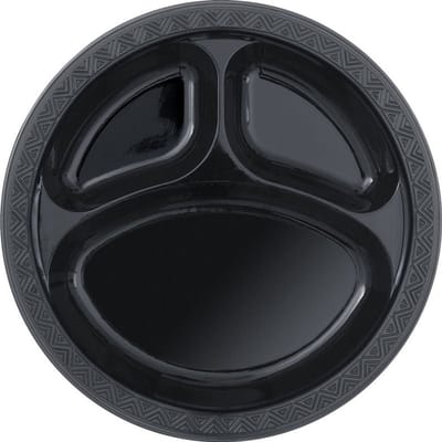 6 plastic portieborden, zwart, 25 cm