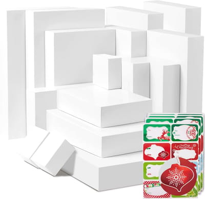 16 Geschenkdozen met Deksels en 80 Kersttagstickers voor Kledingverpakking