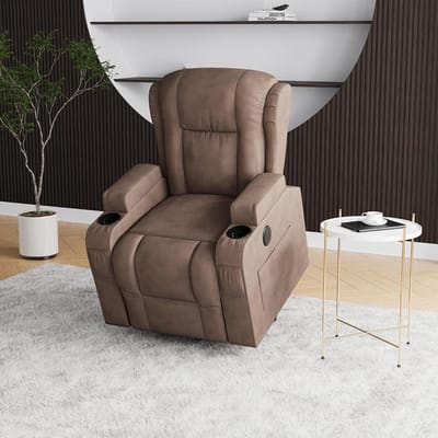 Elektrische Relaxstoel - Massagestoel Fauteuil - Ontspannen Thuis - Met Lendenwarmte - 105 cm Hoog - Bruin