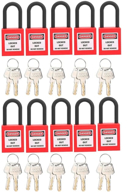 Store_9 - Lockout tagout veiligheidsloten set - veiligheidsoplossingen - robuuste veiligheidssloten - rood - met sleutels - 10 sets - voor veilig w...