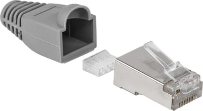 RJ45 stekker + tule - Cat 5e - Grijs - 10 stuks - Allteq