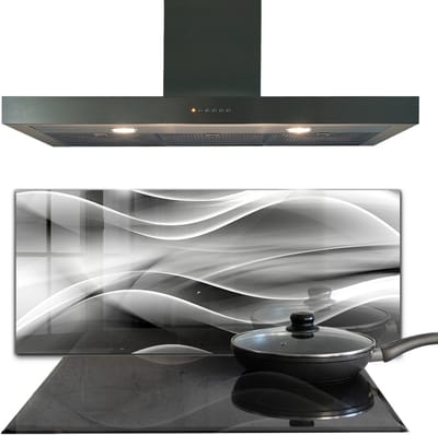 Tulup Achterwand Keuken - Golfabstractie-energie Spatplaat Keuken Glas - 125 x 50 cm - Grijs Glas Achterwand Keuken - Texturen en Patronen Spatscherm Keuken - Kookplaatachterwanden - Kookplaat achterwand
