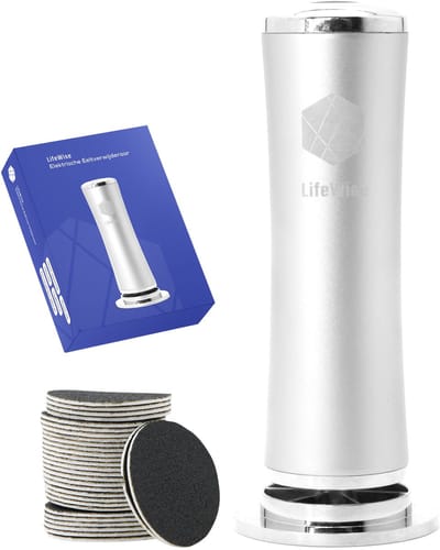 LifeWise® Elektrische Eeltverwijderaar - 60 Vervangbare Schuurpads - Hygiënisch - Netstroom Adapter - Voetvijl - Eeltvijl voor Voeten - Zilver