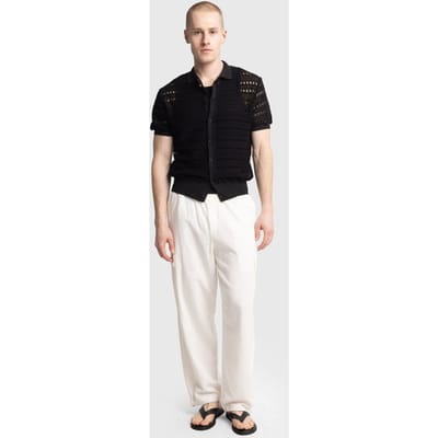 Gestructureerde Gebreide Poloshirt met Knopsluiting