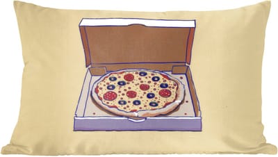 Sierkussens - Kussentjes Woonkamer - 60x40 cm - Pizza - Doos - Salami - Illustratie