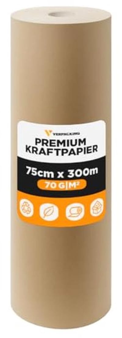 Kraftpapier 70 g/m² Inpakpapier 75 cm x 300 m op Rol - Bruin Cadeaupapier