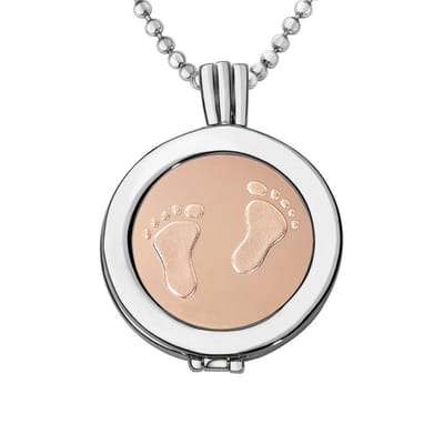Quiges - Munthouder met Ketting en Munt 25mm Baby Voetjes/Ik hou van je - Zilverkleurig - EPRHZ030
