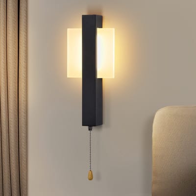 NETTLIFE LED wandlamp - binnen - zwart - modern ganglamp - met trekschakelaar - 3000K - 6W
