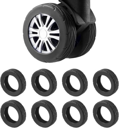 Upgrade Silicone Kofferwiel Covers - 8 Stuks, Waterdicht, Geluidsdemping en Slijtvast, Beschermhoes voor Spinner Wielen van 2-2.4 Inch, Ideaal voor Reis en Vakantie