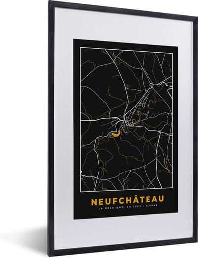 Fotolijst incl. Poster - Stadskaart - Neufchâteau - Kaart - Plattegrond - Goud - 40x60 cm - Posterlijst