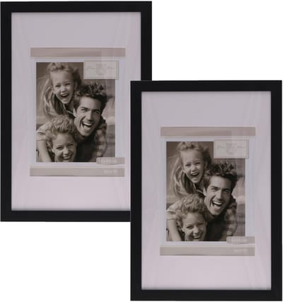 Gerimport Fotolijstje Paris - 2x - 20 x 30 cm - zwart - met passe partout - 15 x 20 cm - hout