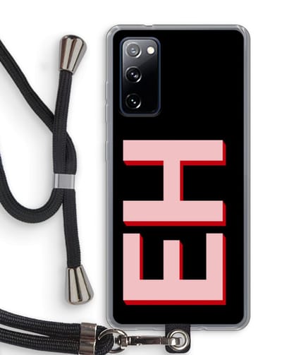 Gepersonaliseerd - Case Company® - Hoesje met koord geschikt voor Samsung Galaxy S20 FE / S20 FE 5G hoesje met Koord - Monogram - Telefoonhoesje met Zwart Koord - Bescherming aan alle Kanten en Over de Schermrand